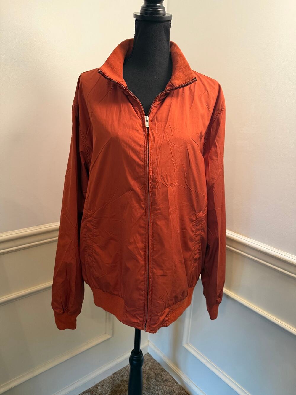 Peter Millar Men's Lightweight Windbreaker Full-Zip Jacket Bomber Style Orange